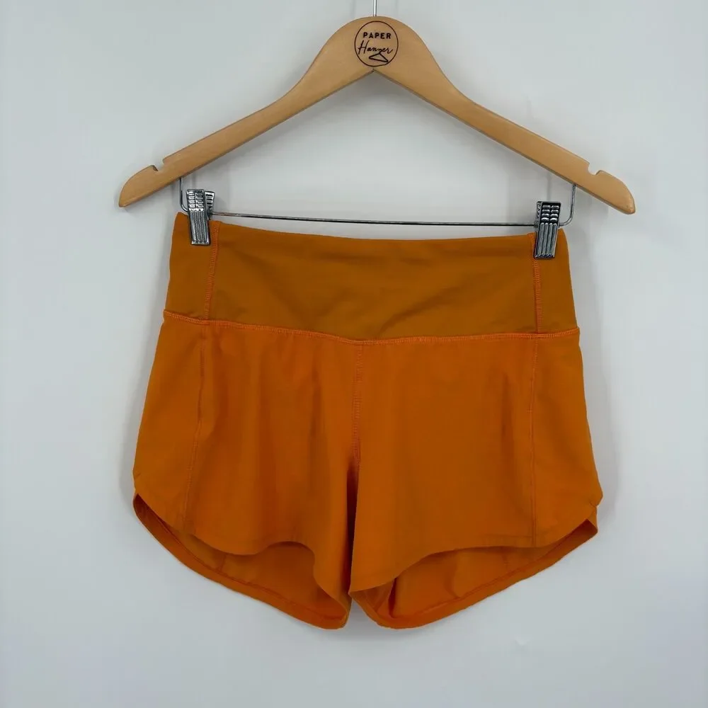 Lululemon Speed Up High-Rise Lined Shorts 4” in Orange, Size 4 - Picture 3 of 8